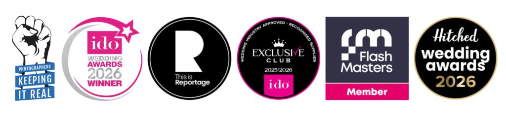 Collection of wedding photography awards and membership logos